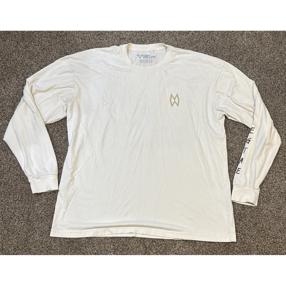 Morgan Wallen One Thing At A Time Graphic Long Sleeve Shirt 2XL Cream/Off-White.
